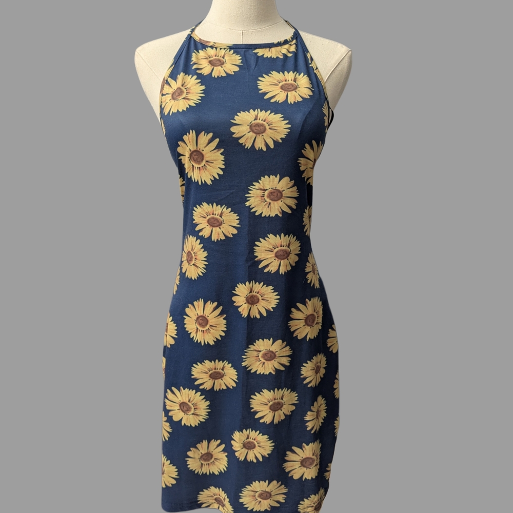 SHEIN Blue Sunflower Mini Dress